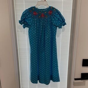 Be Mine Blue Kids Dress‎ with Lady Bug Embroidery